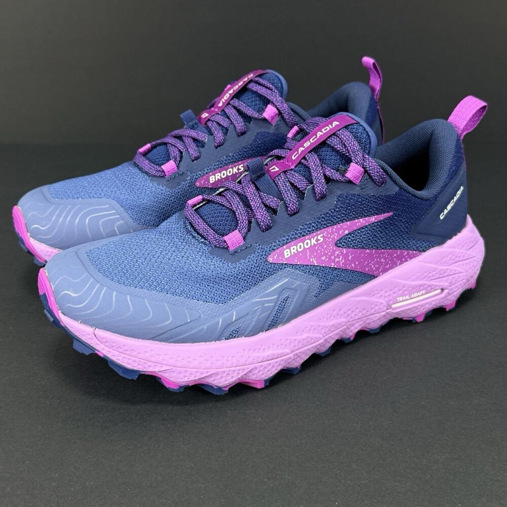 Brooks Cascadia 17 Womens 7.5 Blue Purple Trail Running Shoes 1203921B449